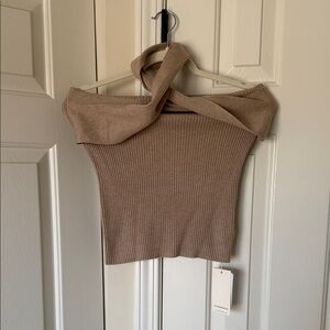 Cross Halter Ribbed Sweater